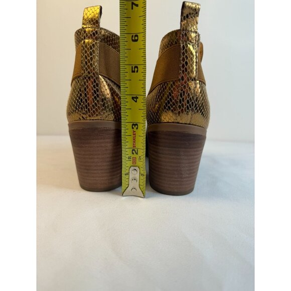 Dolce Vita Fig Womens Size 9 Cognac/Gold Snakeskin Ankle Booties Block Heel - Picture 9 of 13